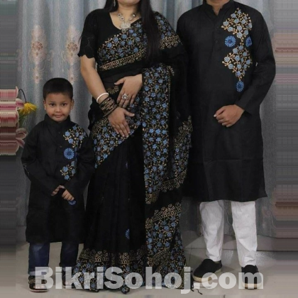 বাচ্চা সহ কাপড় ড্রেস(ফ্যামিলি কম্বো)